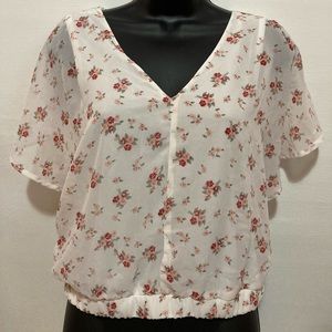 Japan blouse white print flower size small